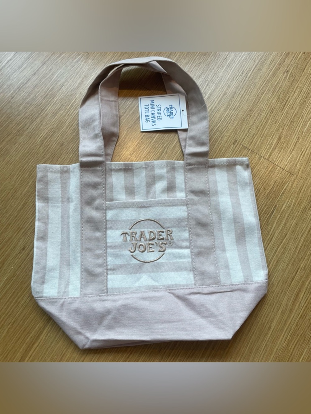 Trader Joe’s Striped Tote Bag Summer Pastel Brown Peach